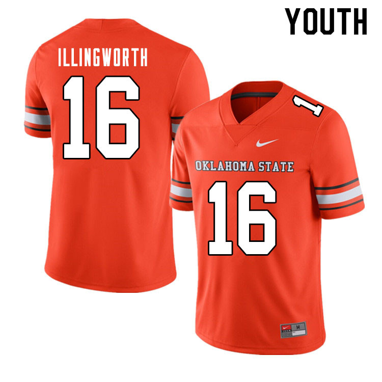 Youth #16 Shane Illingworth Oklahoma State Cowboys College Football Jerseys Sale-Alternate Orange - Click Image to Close